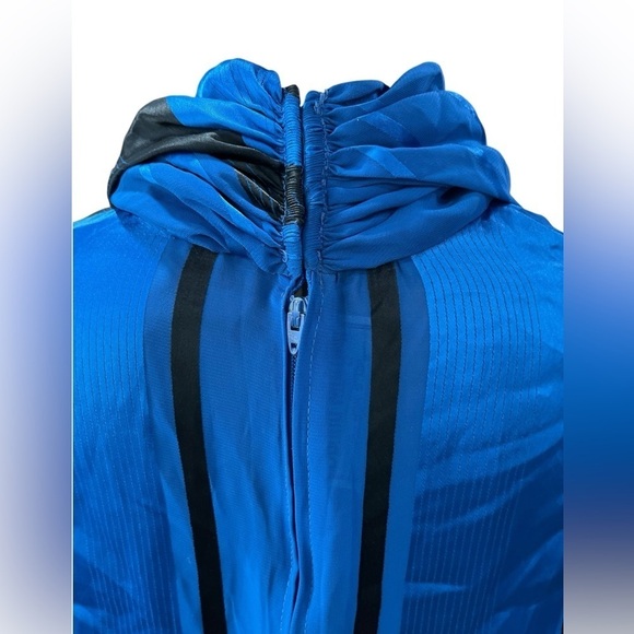 1980s Donna Morgan royal blue true vintage satin Career modesty Dress-L - Picture 4 of 14